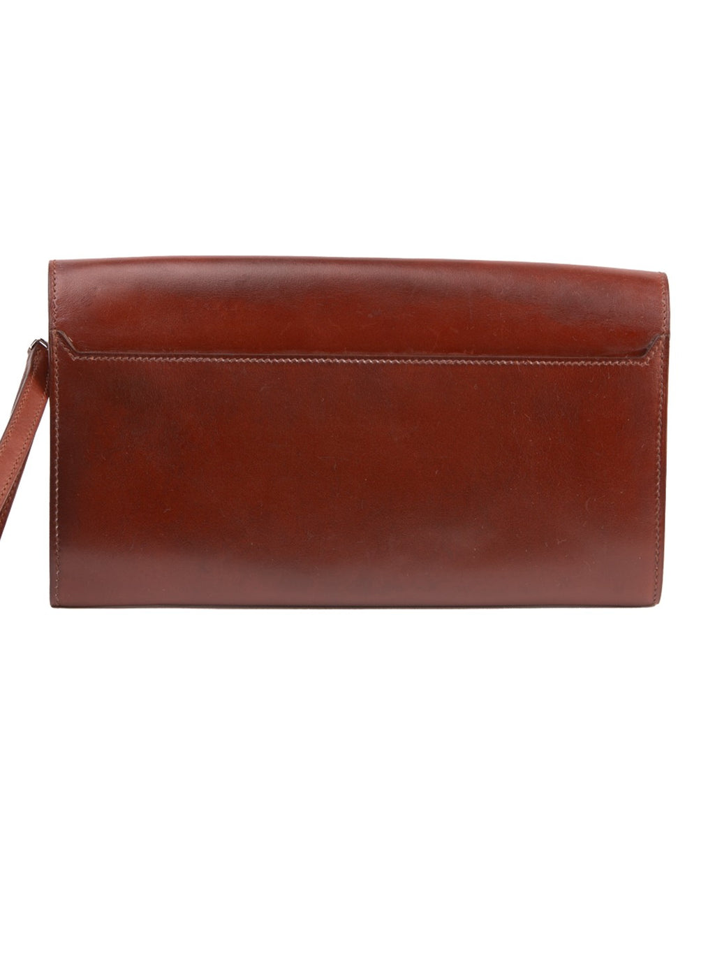 Bolsa Hermès Good Lock Pochette, couro box calf marrom, verso — Domus Giulietta
