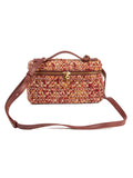 Bolsa Loro Piana Extra Pocket L19, bouclé multicolor, frente, com a alça de couro — Domus Giulietta