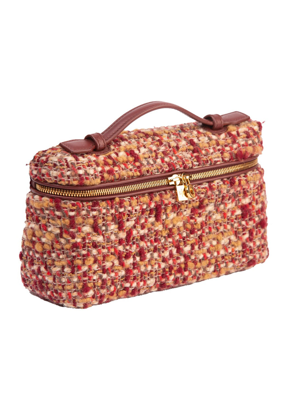 Bolsa Loro Piana Extra Pocket L19, bouclé multicolor, vista em três quartos — Domus Giulietta