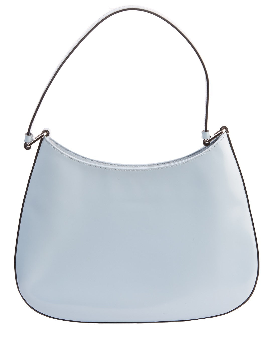 Bolsa Prada Cleo, couro liso azul gelo, verso — Domus Giulietta