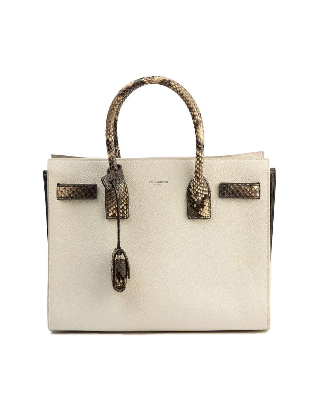 Bolsa Saint Laurent Sac de Jour, couro marfim, frente, sem a alça de ombro — Domus Giulietta